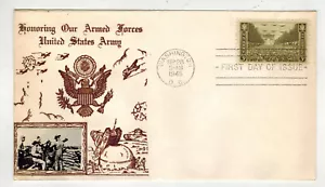 WW2 Patriotic FDC 934 CROSBY PHOTO HONORING US ARMED FORCES ARMY MILITARY SCENE - Picture 1 of 1