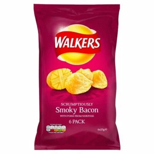 Walkers Smokey Bacon Crisps 25g x 6 per pack - Picture 1 of 1