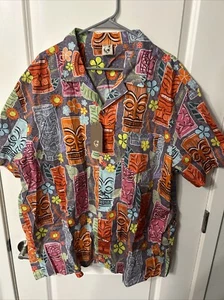 (3) HARDADDY Men’s Short Sleeve Button Down Shirts Tiki Palm Trees NWT - Picture 1 of 12