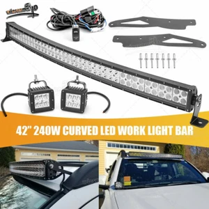 Fit 13+ Subaru Crosstrek 42" Curved Light Bar+Upper Roof Mount Bracket+LED Pods - Bild 1 von 6