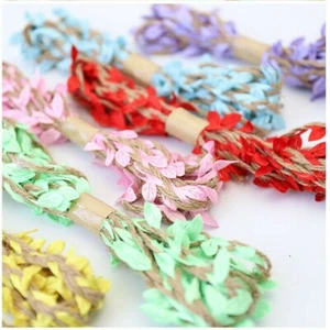 10m Artificiel Feuilles Jute Winding Corde Lin Ruban DIY Artisanat Mariage Fête - Photo 1 sur 12