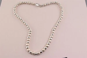 "Collar BOLD Plata Esterlina 6mm Pulido y Texturizado Cuentas 925 México 39g 16" - Imagen 1 de 5