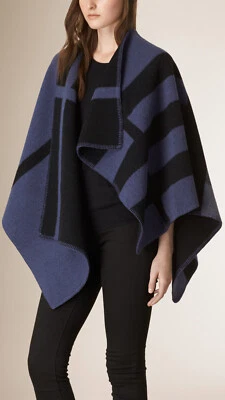 Nuevo con etiquetas Poncho Burberry Prorsum Mega Check Lana Cachemira Capa Escocia Cardo Azul Foto 1 de 4