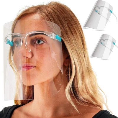 10 x прозрачный лицо щит предохранитель многоразового использования маска с очки ОПРАВА для мужчин женщин подростков - Изображение 1 из 4