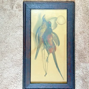 1900s Helena J. Maguire 'Catch of the Day' Lithograph Print Wood Frame Signed - Picture 1 of 6