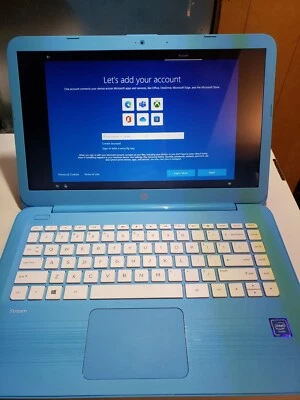 HP Stream 14-cb011wm Blue HDMI 14" HD Display Built-in Webcam Laptop - Image 1 of 4