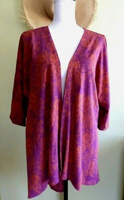 LuLaRoe 3/4 Sleeves Purple/Orange Floral Soft Cardigan Kimono S - Image 1 of 4