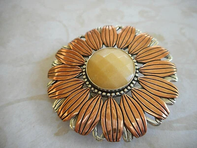 Стерлинговая и медная желтая брошь-подсолнух с яшмой Carolyn Pollack RE24A1 - Изображение 1 из 4