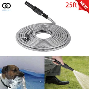25 Feet Stainless Steel Metal Garden Water Hose Flexible For Garden Cleaning - Picture 1 of 6