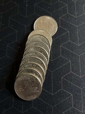 2000 P/D Mixed ￼ 1/4 Quarter Roll (10) Coins New Hampshire￼ - Image 1 of 2