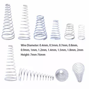 Resorte de compresión de cono cónico 304 resortes de acero inoxidable diapositiva de alambre 0,4 mm-2 mm - Imagen 1 de 8