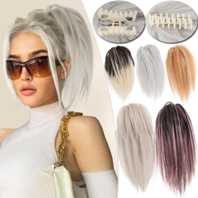 Thick Messy Hair Bun Pieces Tousled Claw-Clip Hair Extension Natural as Human US - Image 1 of 4