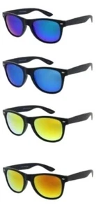 Spexx Men's Square Black Mirrored Horn Rimmed Sunglasses 100% UV Protection - Picture 1 of 5
