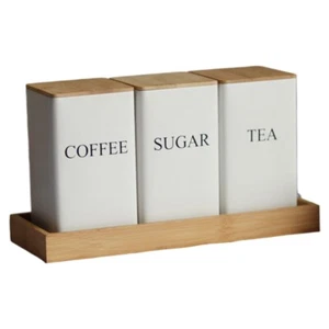 1X(3-Teiliges Set Tee-, Kaffee- und Zuckerdosen-Set mit Tablett, -Tee-9408 - Bild 1 von 8