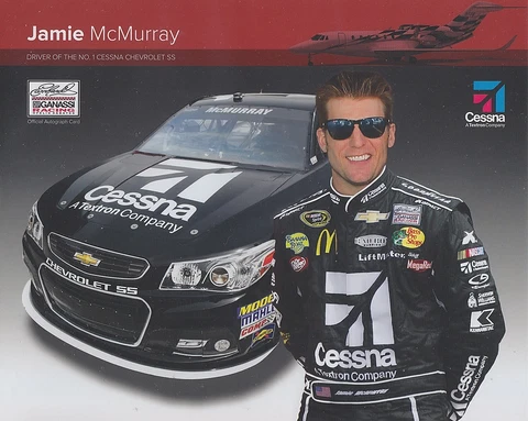 2013 JAMIE MCMURRAY "CESSNA #1" NASCAR SPRINT CUP SERIES POSTCARD Cover