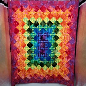 Handmade Rainbow Ombre Quilt OOAK - Picture 1 of 14