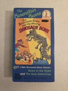 THE BERENSTAIN BEARS AND MISSING DINOSAUR BONE 1990 Blue Box Red Label RARE - Picture 1 of 9