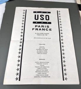USO Paris France 93 Avenue Des Champs EL YSEES Vintage Advertising Brochure- Map - Picture 1 of 6