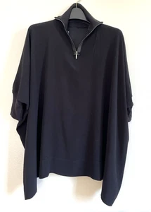 Vince Rayon Black Short Sleeve Top Blouse Zipper oversized relaxed Sz S - Picture 1 of 11
