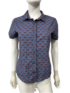 WILDFANG Lips Graphic Pop Art Print Slim Button Short Sleeves Shirt XS - Bild 1 von 7
