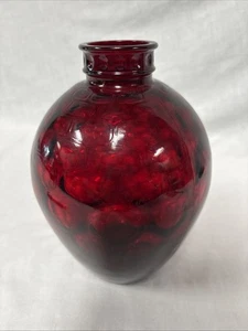 Murano Art Glass Vase Ruby Cranberry Red Bullicante Dimple Optic Pattern 8.5” - Picture 1 of 8