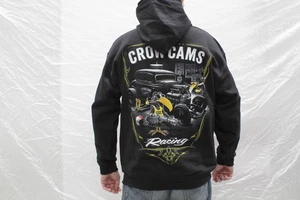 CROW CAMS BLACK HOODIE HOT ROD GARAGE LARGE PRINT ON BACK & CROW ON FRONT LARGE - Picture 1 of 6