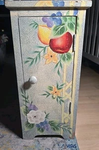 Primitive Style Vintage Wooden Free StandingCabinet floral 18" x 9" - Picture 1 of 13