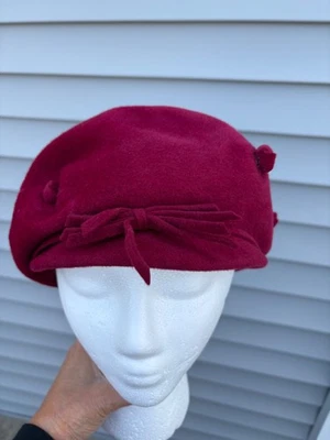 Sombrero boina de terciopelo genuino vintage hecho en unión Foto 1 de 4