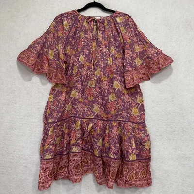Vestido Sundance para mujer mediano púrpura floral boho con capas manga acampanada forrado Foto 1 de 4