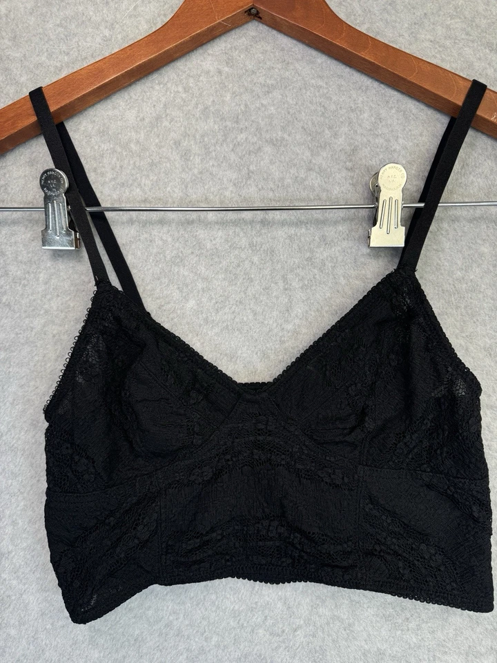 Intimately Free People Black Lace Bralette Sz S Unlined Stretch Soft Feminine - Image 1 of 4