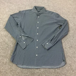 Suitsupply Shirt Mens Dress 15.5 39 Blue White Geometric Print Cotton Two Ply - Picture 1 of 10