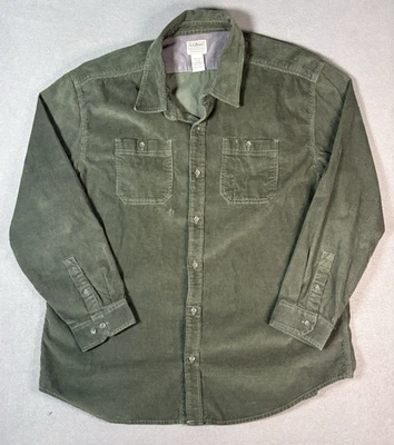 LL Bean Corduroy Shirt Shacket Mens 2XL Green Corduroy Heavyweight Outdoors - Image 1 of 4