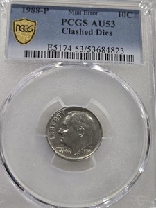 1988 P Dime - Clashed Dies PCGS AU53 - Picture 1 of 5