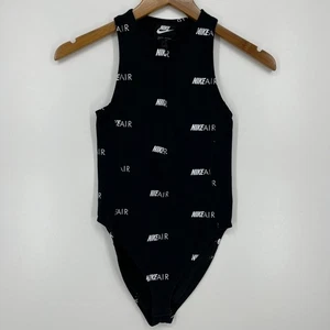 Nike Air Bodysuit Women's Size XS Black All Over Print Logo Sleeveless Zip - Picture 1 of 9