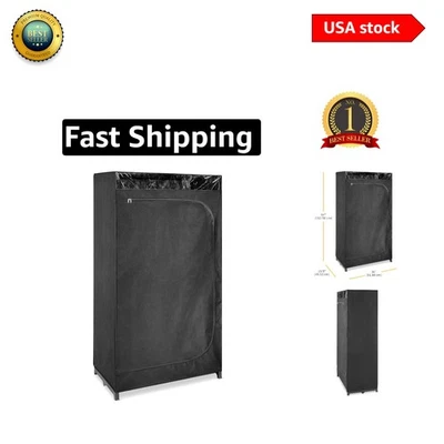 便携式 独立式 衣橱 带透视窗 - 36" 黑色 设计 — 第 1/4 张图片