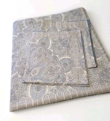 Funda nórdica POTTERY BARN Vivianna Queen + Juego de 2 fundas de euro azul cachemir gris Foto 1 de 4