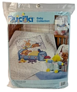 Bucilla Baby "Teddy & Friends" Crib Cover Cross-Stitch Kit #41049 - Stamped ~NEW - Picture 1 of 6