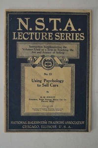 N.S.T.A. Lecture Series Using Psychology to Sell Cars H.M. Jewett PB - Imagen 1 de 1