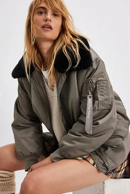 NEW FREE PEOPLE WE THE FREE FALLEN ROCK AVIATOR BOMBER JACKET COAT SZ S - Image 1 of 4