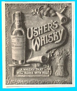 1909 Ushers Whisky liquor alcohol antique print ad whiskey alcohol mancave - Picture 1 of 4