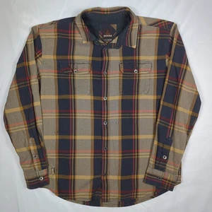 PRANA Brown Plaid Flannel Metal Btn SHIRT Men's XL - Picture 1 of 11
