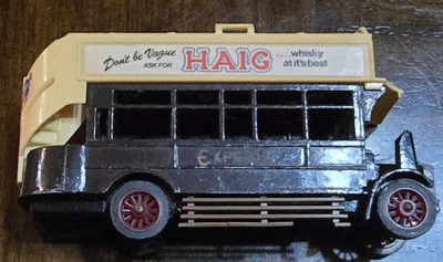 4" 1984 Matchbox Models Yester year Y-23 1922 AEC Omnibus Haig decs Brown Damage - Image 1 of 4