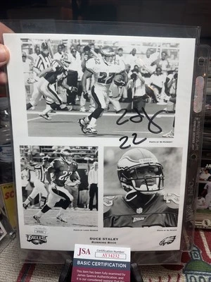 Подписанное черно-белое фото Duce Staley 8x10 Philadelphia Eagles JSA - Изображение 1 из 4