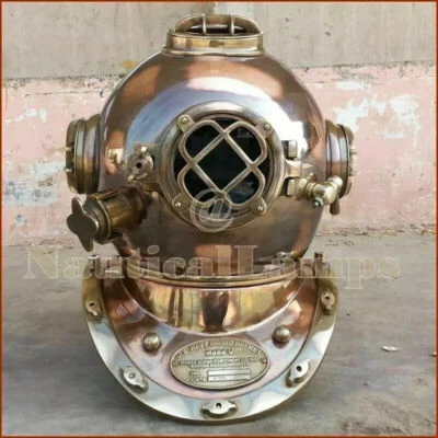 Lampe de plongée complète 18" Mark V réplique ancienne laiton et fer casque... - Photo 1/3