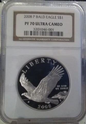 2008-P $1 BALD EAGLE COMMEMORATIVE SILVER DOLLAR NGC PF 70 UC RARE R2 TOP POP Cover