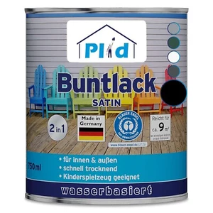 Buntlack 0,75L für ca. 9m² - Schwarz / Holzfarbe Türenlack Acryllack - Bild 1 von 8