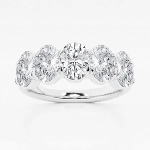 2ct 14k Gold Oval Diamond 5 Stone Lab-Grown Anniversary Ring.  - Picture 1 of 5