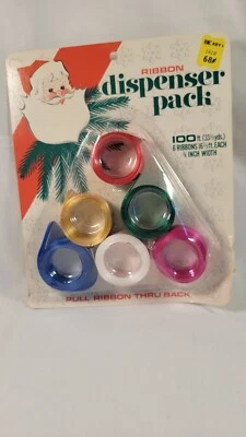 Vintage Christmas Ribbon Dispenser Pack 100 Ft Sealed - Image 1 of 4