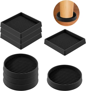 8Pcs 50Mm 2 Inch Black round and Square Rubber Caster Cups Non Slip Furniture Co - Picture 1 of 7