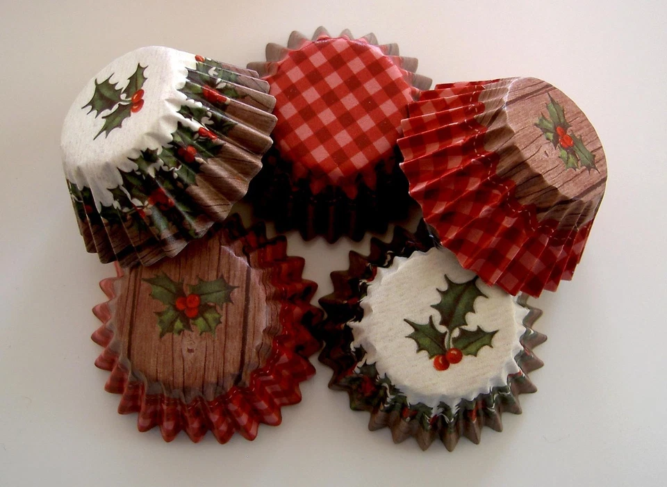 Muffin-Papierbackförmchen "WINTER POESIE" mini - 72 Stück, Nostalgie, Vintage - Bild 1 von 1